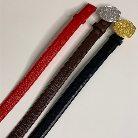 Vintage set 3 Mary McFadden Designer Belts removable buckles bundle xl - Picture 5 of 10